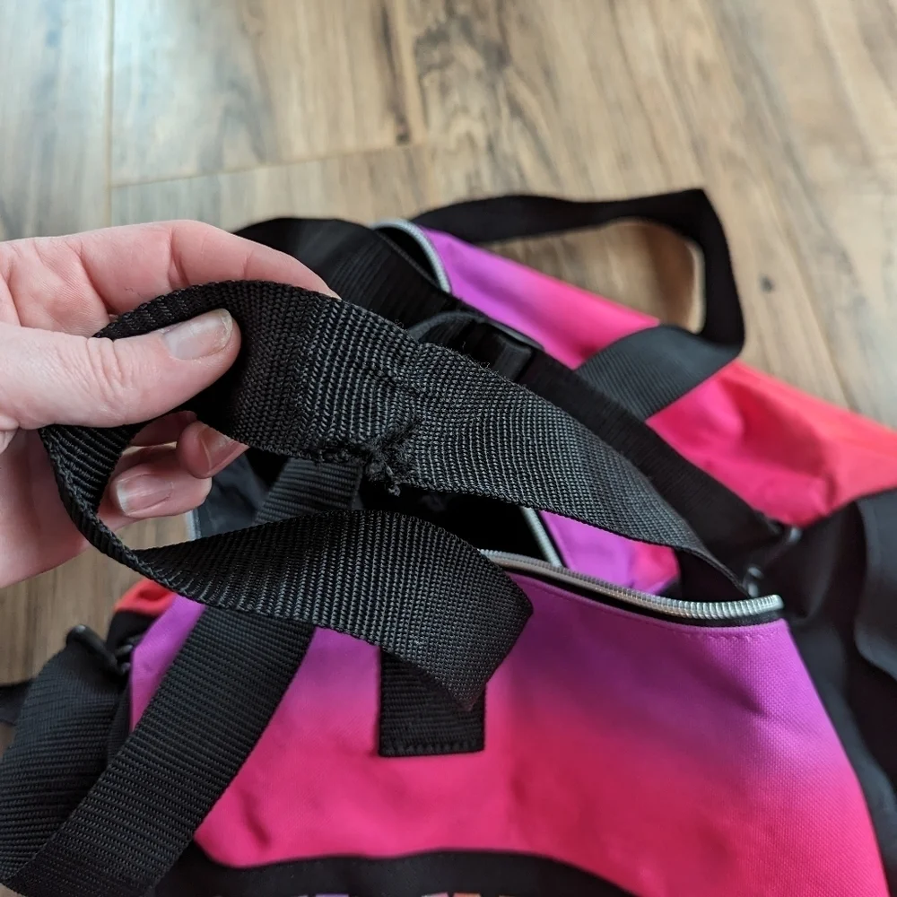 Justice duffle bag. Youth neon colored duffle bag. Justice brand bag.